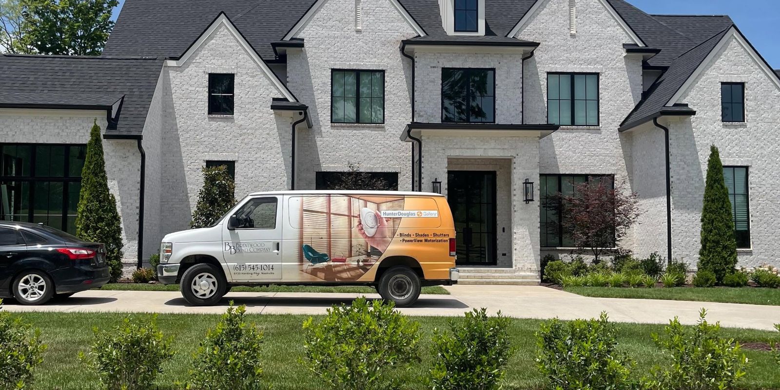 The Brentwood Blind Company van parked in front of a client's home in Nashville